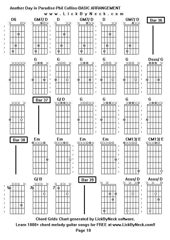 Chord Grids Chart of chord melody fingerstyle guitar song-Another Day in Paradise-Phil Collins-BASIC ARRANGEMENT,generated by LickByNeck software.